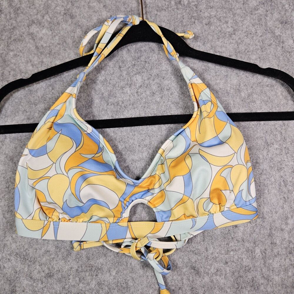 Hurley Womens Geometric Bikini Top Hippie Surf Beach Swim Summer Vacation Size L